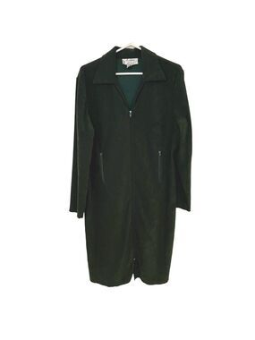 VINTAGE Algo Long Sleeve Dress Women's Size 14 Forest Green Hunter Green Zip Up